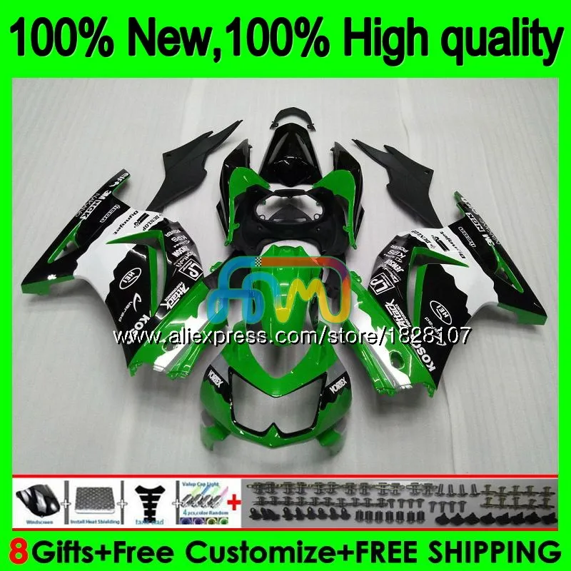 Корпус для KAWASAKI ZX-250R EX-250 EX250 ZX 250R 2BS. 80 EX 250 ZX250R 08 09 10 11 12 2008 2009 цвета: зеленый, черный 2010 2011 2012 обтекатель - Цвет: No. 1