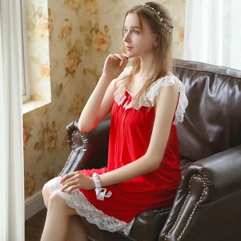 

Loose Lace Spaghetti Strap Sleeveless gauze Sleepwear Sexy Summer Night Dress Women Nightgown Sweet Modal Casual Night Dresses