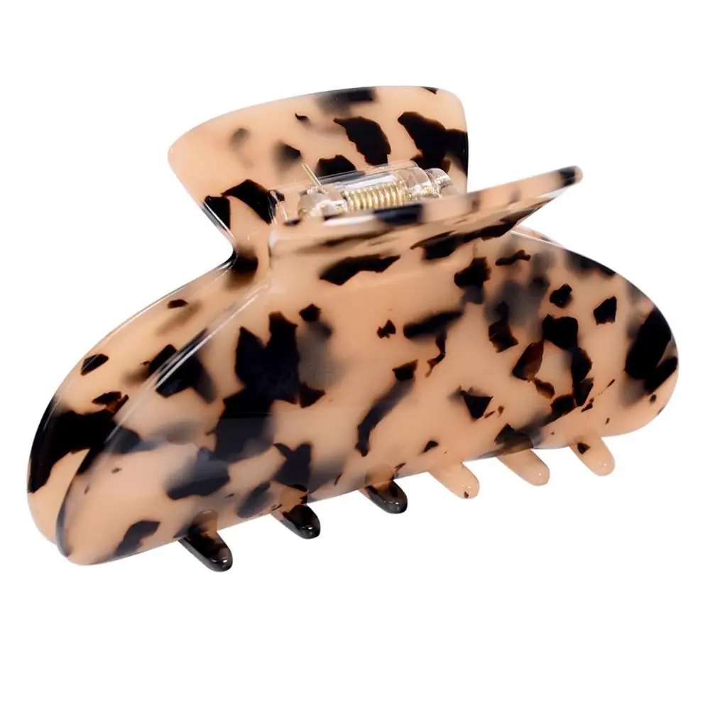 H Light Leopard Леопардовая заколка для женщин, пластиковая заколка для волос, заколка-бабочка, краб для волос, большой размер, заколки для волос, аксессуары для волос - Окраска металла: H Light Leopard