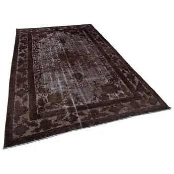

203x303 Cm Brown Handmade Over Dyed Rug-7x10 Ft