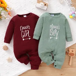 Barboteuse de printemps/automne pour bébé, vêtements pour nouveau né, combinaison Chic à manches longues avec lettres, pour papa, garçon/fille, 0 à 18 mois 
