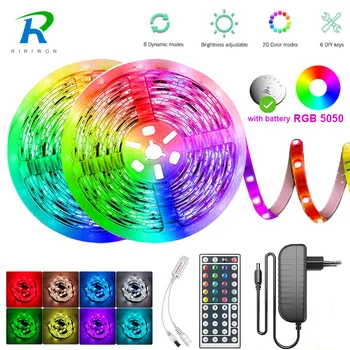 

RiRi won RGB 5050 Led Strip 5M 10M LED Strip Light Non Waterproof Led Ribbon Lights 20M RGB Led Diode Tape for House Decoration