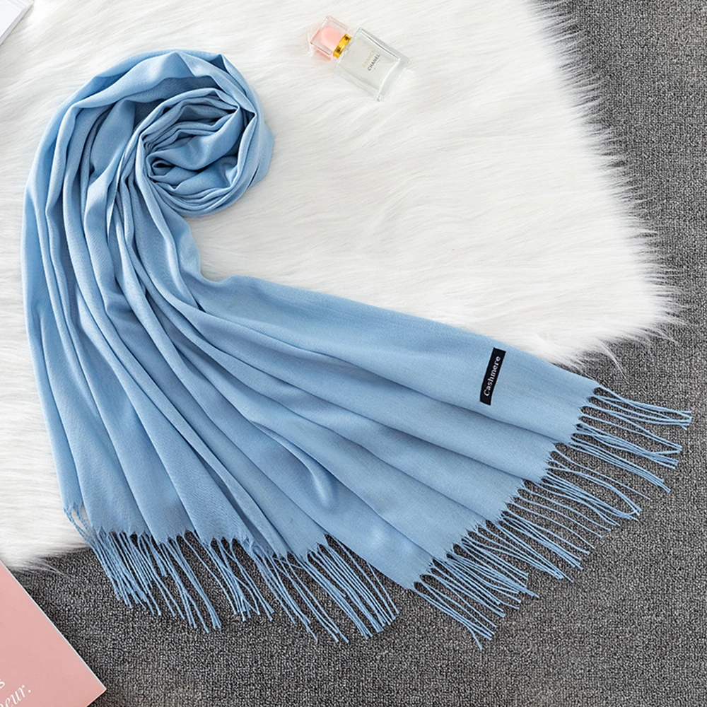 Elegant Cashmere Winter Scarf with Tassel Details