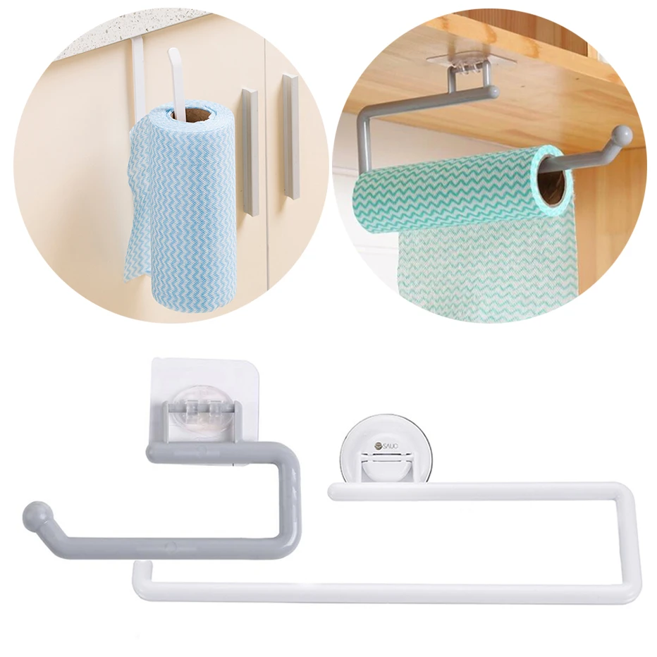 Khgdnor Iron Roll Paper Rack Kitchen Cupboard Hanging Paper Towel