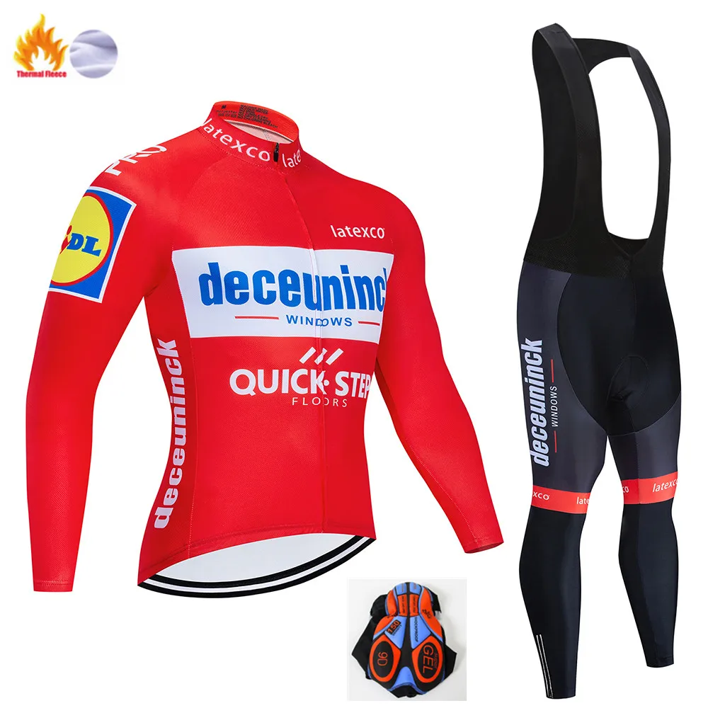 QUICK STEP Pro Team велосипедная Джерси, Зимняя Теплая Флисовая велосипедная одежда, набор велосипедных комбинезонов и штанов, MTB Ropa Ciclismo Maillot одежда - Цвет: Winter suit