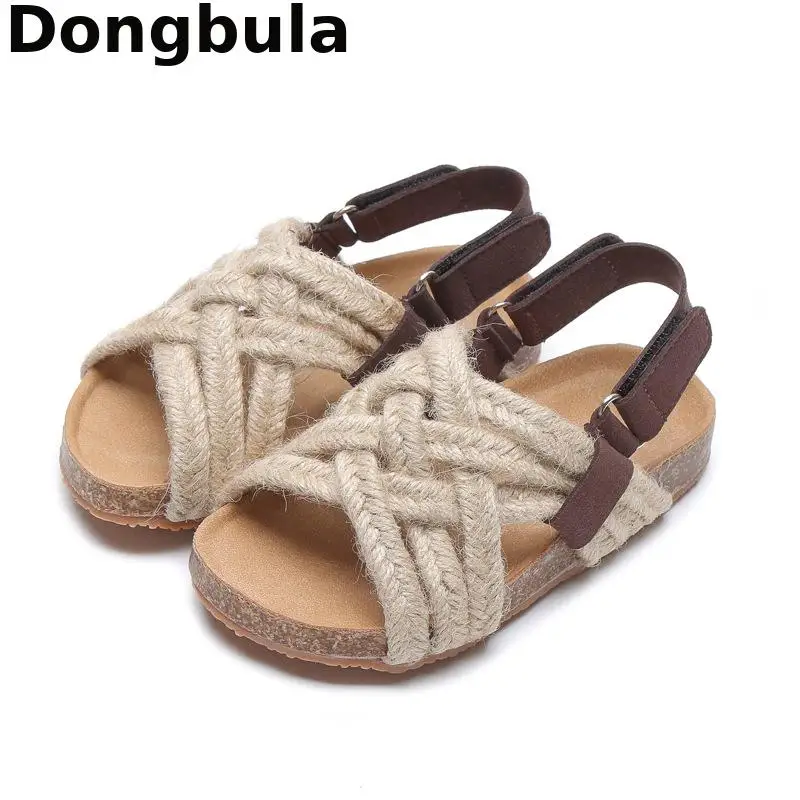 Buy Rope Sandals Roman Shoes Girls Kids Non-Slip Baby Summer Hemp for Boy Cork-Sole Open-Toe WDgE153By