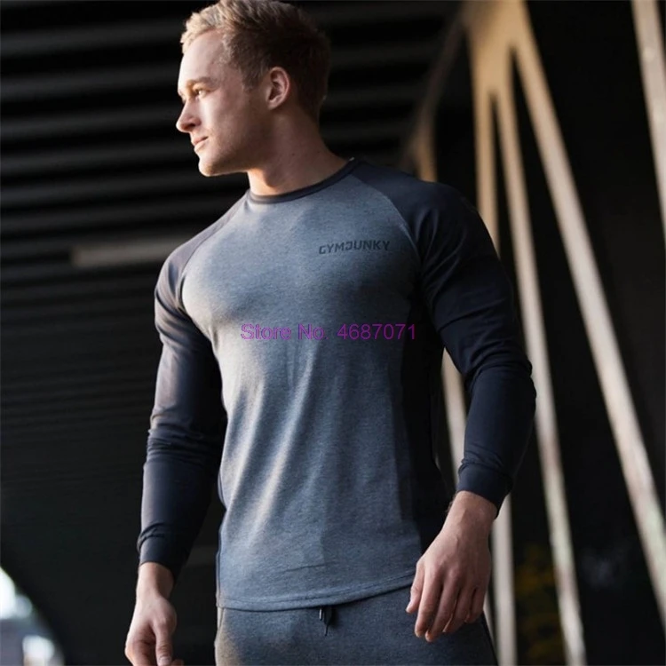Camiseta de manga larga para hombre, ropa deportiva de entrenamiento