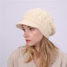 GREENYU бренд Для женщин s козырек вязаная шапка, акриловая кроличьем меху женские кепки для женщин на открытом воздухе Утепленная одежда Солнцезащитный козырек с ушами Для женщин зимняя шапка