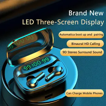 

2000mAh Bluetooth Earphone Wireless Headphones LED TWS with Microphone Earphones Waterproof Noise Cancel Headset Earbuds