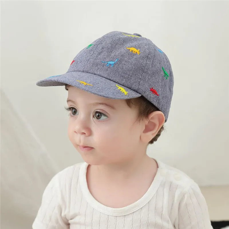 Korea Children's Hat New Cartoon Dinosaur Embroidered Cap Trend Big Eaves Sun Shading Baby Baseball Caps Casual Kids Visors men's golf baseball caps