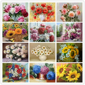 

Paint By Number Flower Kits Home Decor Pictures By Numbers Flower Drawing On Canvas HandPainted Painting Art DIY Gift