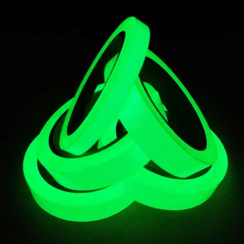 1cm x 3m 1 Uds brillan en la oscuridad de la cinta de seguridad de auto-Tira adhesiva fosforescente luminosa