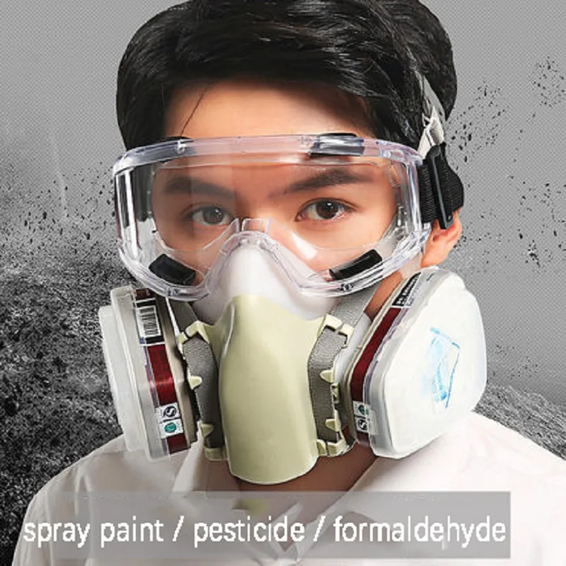 

Gas mask Dust-proof Half Mask with Glasses Spray Paint Formaldehyde Chemical Industry Pesticide Activated Carbon Protective Mask
