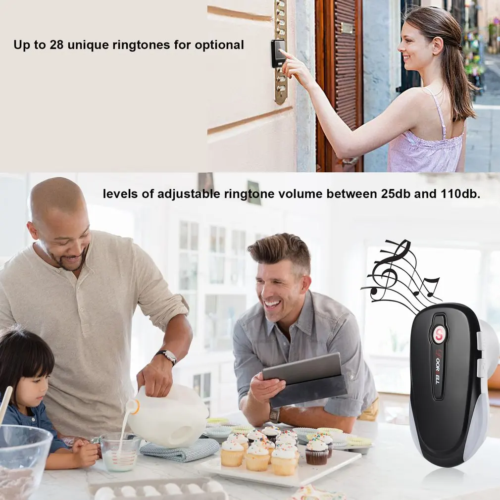 Energy Saving one Touch Sensor Button Ultra-long Distance Control Optional Waterproof Transmitter Wireless Digital Doorbell