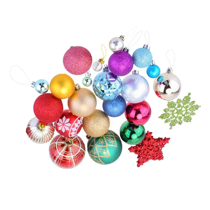 

38pcs/Set DIY Colorful Christmas Pendant Star Ball Christmas Tree Hanging Pendant Ornaments Layout Props(Random Pattern)