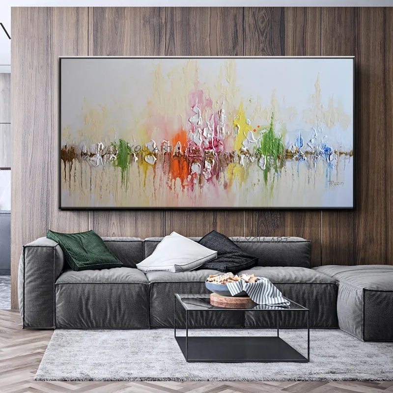 

Rectangle Fashion Personality Hand-Painted Abstract Oil Modern Minimalist Nordic Large Living Room Bedroom Decoration Frameless