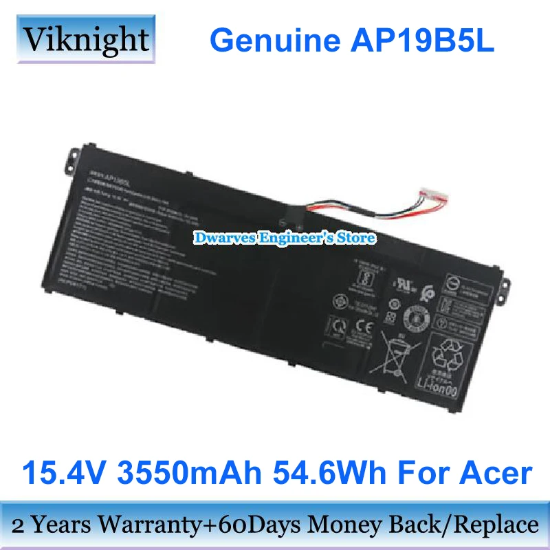 

Genuine AP19B5L Battery 15.4V 3550mAh 54.6Wh For Acer Aspire 5 A515-43 Series SF314-42 Vero AV15-51 SP314-21N-R5FR Notebook