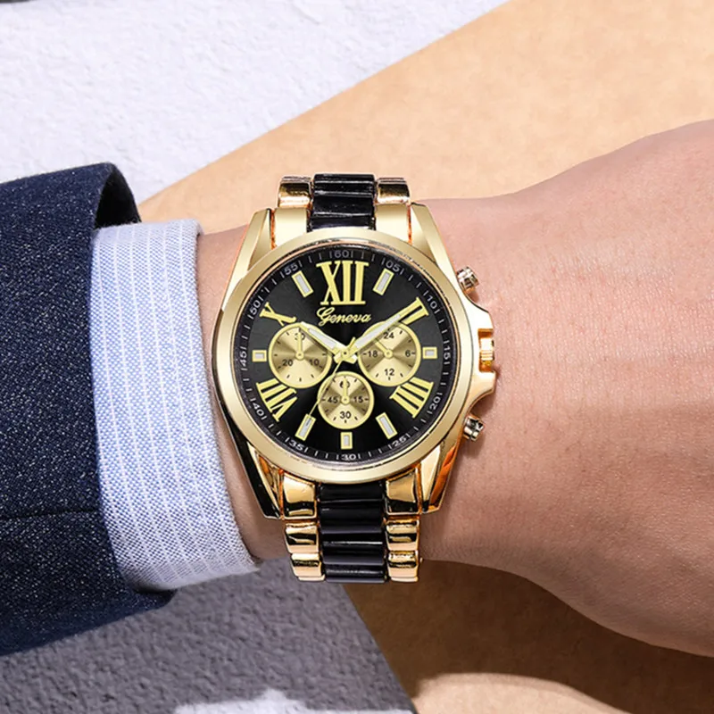 

Luxury Brand Men 3-Eye Stainless Steel Quartz Watch 2020 Fashion Casual Gold Wristwatch Male Big Dial Clock Relgio Masculino Hot