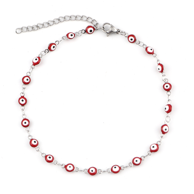 eye Stainless Steel Anklet  For Women Enamel Evil Eye Anklets Bracelets on The Leg Jewelry Gifts 23cm(9") long, 1 Piece
