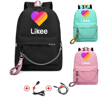 

Likee Backpack USB Charging LIKEE Video 1 App Laptop Backpack School Bags for Teenage Girls Russian Styles Zipper Mochilas