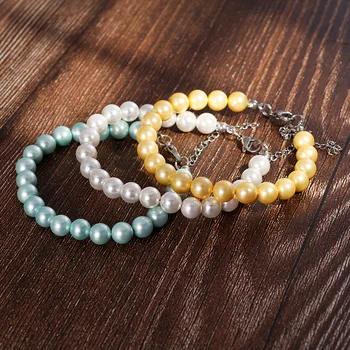 

Fashion Balls Bracelets Silver Color Stainless Steel Resin Beaded Bracelets Pulseras Jewelry