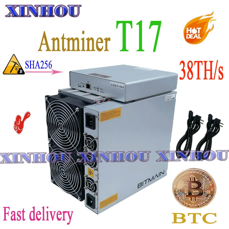

BTC BCH miner AntMiner T17 38T SHA256 Asic miner лучше, чем S9 S19 K5 T17 T15 S15 S17 Z11 B7 T2T T3 WhatsMiner M20S M21S M30S