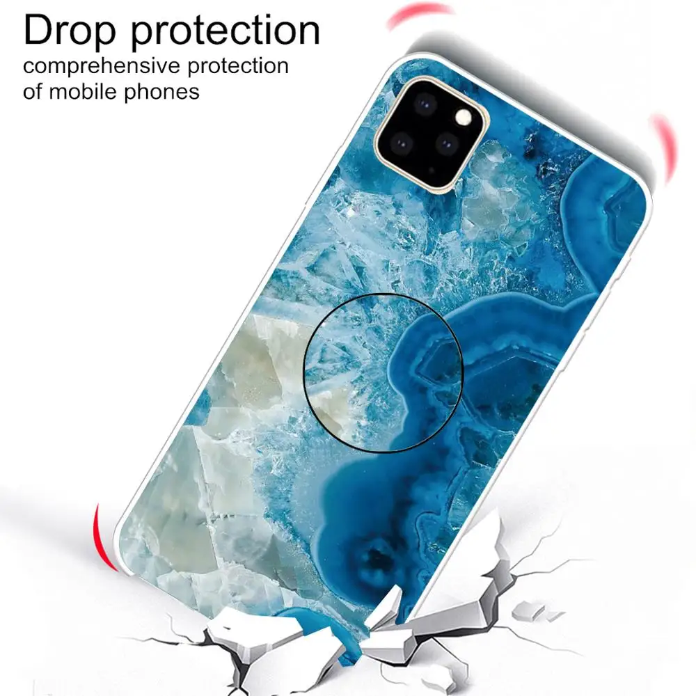 

Marble Grain Protector Phone Case For iphone XR XS Max X 6 6S 7 8 Plus 11 Pro Max Stand Holder Silicone Back Cover Coque