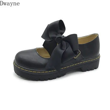 

2019 new shallow mouth single shoes Lolita British wind students cute flat bottom tie casual shoes college wind small shoes