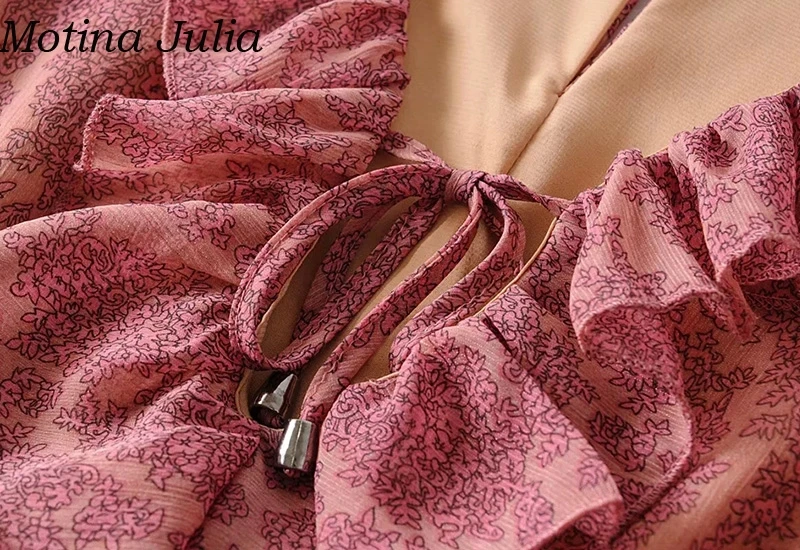 Motina Julia, сексуальный комбинезон с расклешенными рукавами и рюшами, Осенний элегантный повседневный пляжный комбинезон, шифоновые короткие комбинезоны для женщин