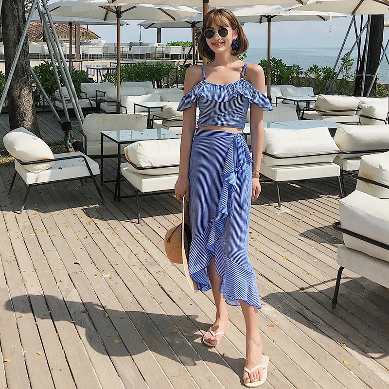 

2019 New Style Two-piece Swimsuits Three-piece Set Conservative Slimming Bathing Suit Skirt Hot Springs Swimwear Women's