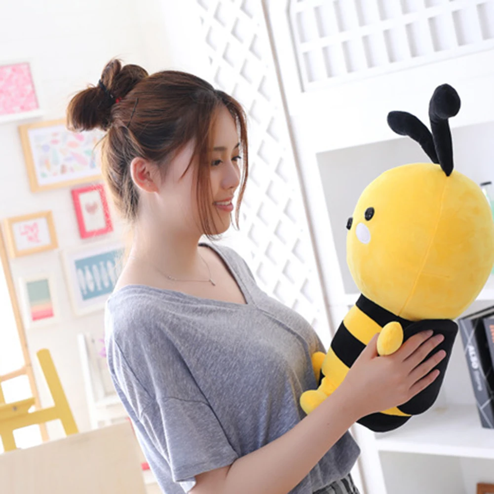 Cartoon Bee Animal Plush Stuffed Huggable Doll Pillow Cushion Bedtime Kids Toy