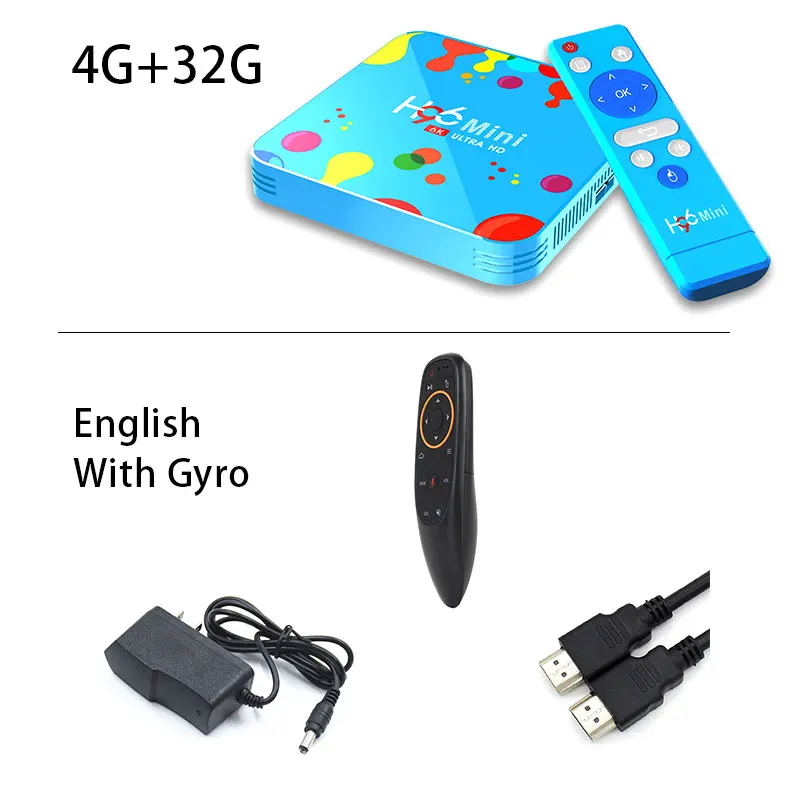 Телеприставка Allwinner H6 quad core 6K Android 9,0 9 Smart tv box brasil H96 Mini 4G 128G air mouse Mali T720 медиаплеер - Цвет: 4G 32G Voice