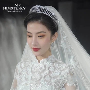 

HIMSTORY Rhinestone Crystal Crown Silver Color Tiara Wedding Crown Headband Bridal Hair Accessories Party Princess Crown