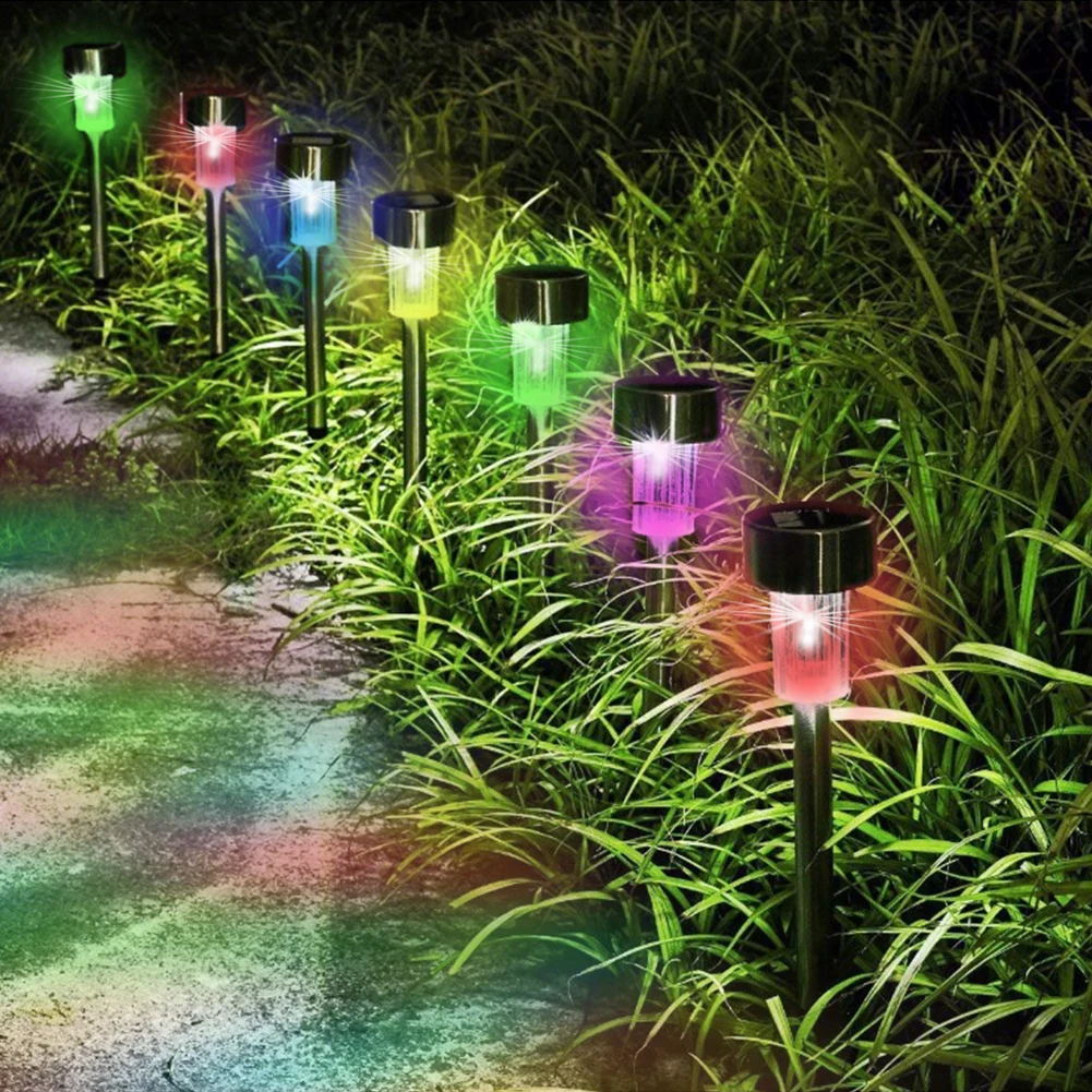10 шт./лот из нержавеющей стали светодиодный Солнечный газон свет для декора сада