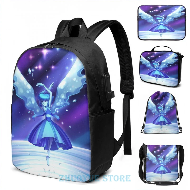 Забавный рюкзак с графическим принтом Лазурит-Стивен Вселенная USB-зарядка