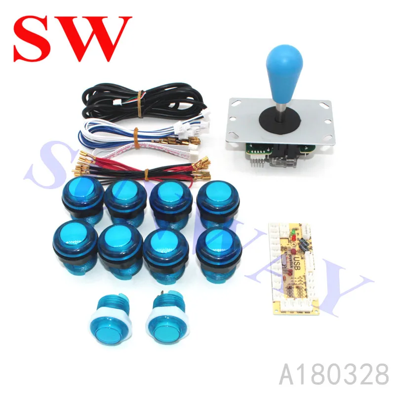 Синий Горячая DIY аркадный комплект 1 плеер Нулевая задержка USB к ПК Sanwa стильный джойстик аркадная игра части машины для игры Jamma Fighting - Цвет: Синий