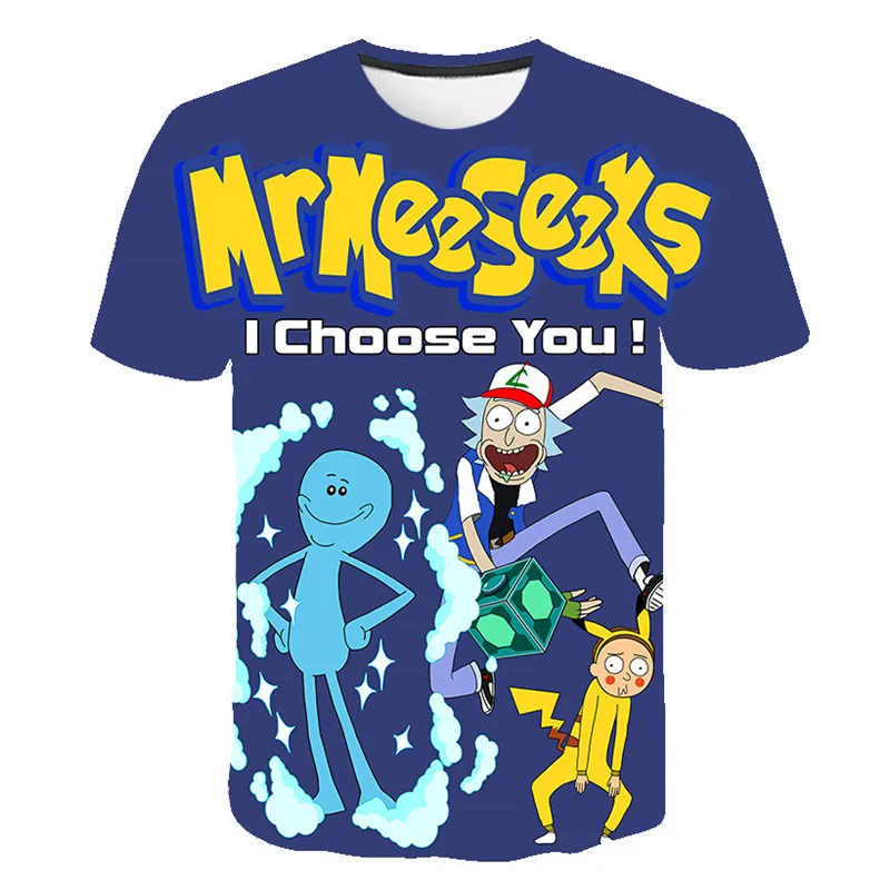 Новейшая летняя модная детская футболка с объемным рисунком футболка для мальчиков и девочек с 3D принтом «Рик и Морти» Детские футболки в стиле «хип-хоп» Повседневный Топ