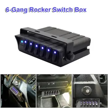 

6-Gang Toggle Switch Panel Box Controller for Truck JEEP Offroad Boat RV 12V-24V Round switch with panel control system