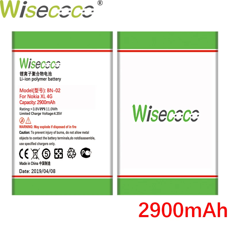 WISECOCO BN-02 BN02 2900 мАч Батарея для Nokia XL Батарея XL 4G RM-1061 RM-1030 RM-1042 RM-1061 телефона высокое качество Батарея