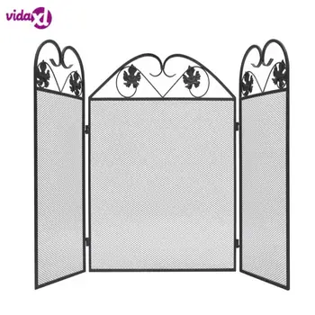 

vidaXL 3-panel Fireplace Screen Iron for Pet Children Black Dog Fences