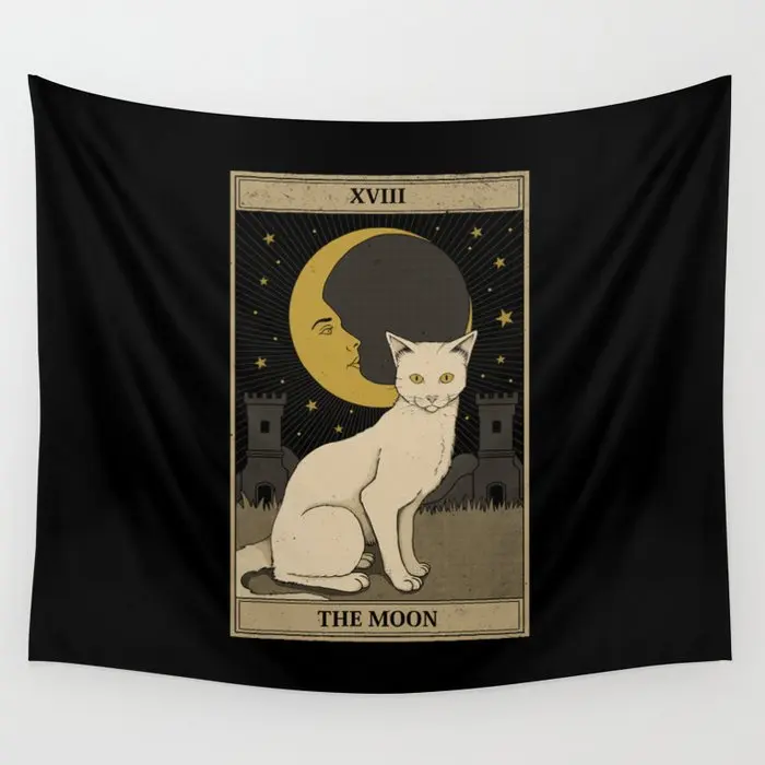 

The Moon Tapestry Wall Hanging Room Carpet Dorm Psychedelic Cat Tapestries Art Home Decoration Accessories Living Room Decor