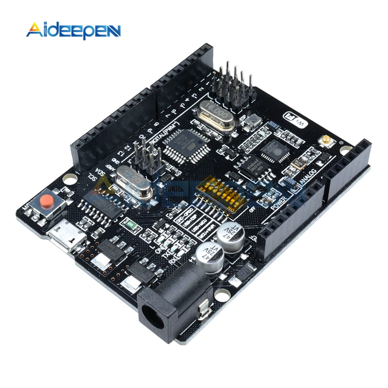 WiFi UNO R3 ATmega328P+ ESP8266(32 Мб памяти) USB-TTL CH340G плата для Arduino Uno NodeMCU WeMos ESP8266 One DC 6 V-9 V