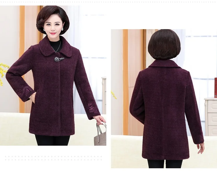 Классическое пальто одежда среднего возраста осень зима новые шерстяные пальто женские большие размеры норки кашемировый свитер Топы теплая Женская куртка