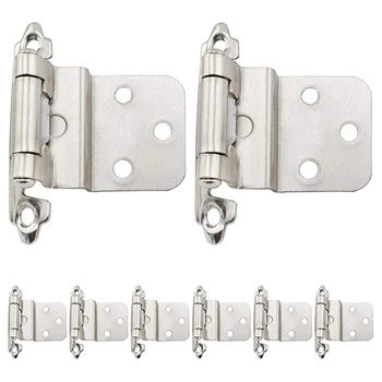 

20PCS Mount Self Closing 3/8 inch Inset Cabinet Hinges Nickel Plated Finish Multi-Fold Overlay Cabinet Door Flush Hinges
