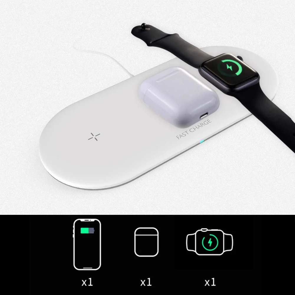 Qi Быстрое беспроводное зарядное устройство для iPhone 11 Pro XS Max samsung Note 10 S10 10 Вт зарядная подставка для Apple Watch 5 4 3 2 1 AirPods 1 2 Pro