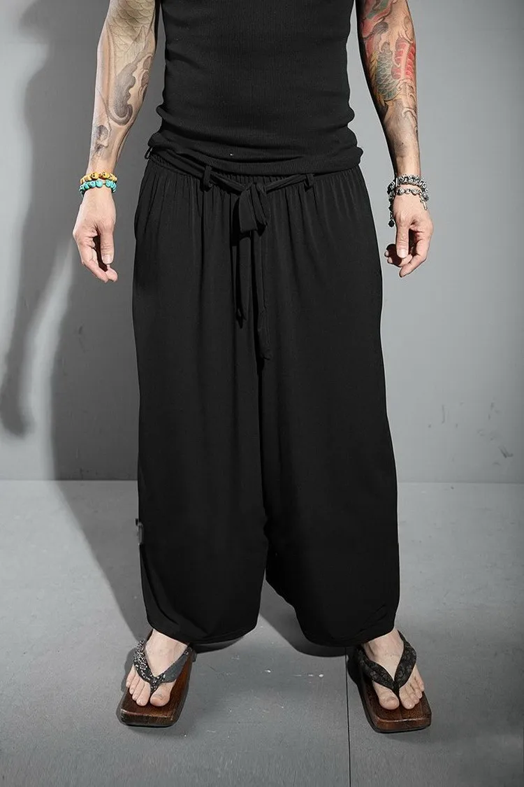 Pantaloni Da Uomo Pantaloni Casual Larghi Slouchy Estivi Culottes Pantaloni Da Uomo Da Nove Minuti Pantaloni Svasati Stile Yamamoto