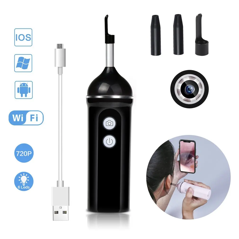 Ear Cleaning Endoscope High Definition Visual Ear Spoon Wifi Mini Camera Ear Pick Otoscope Borescope Tool