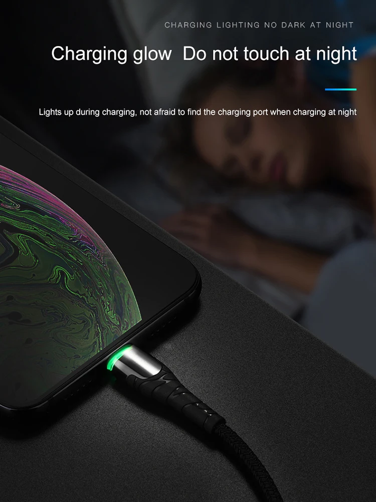 Кабель Micro USB Type C 3A для быстрой зарядки полностью совместимый со светодиодным