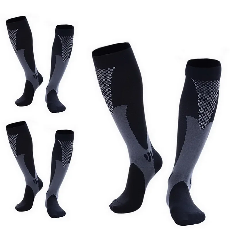 Компрессионные гольфы для бега Chaussette, футбольные, баскетбольные, велосипедные, Homme носки, уличные спортивные носки для мужчин и женщин - Цвет: black and black