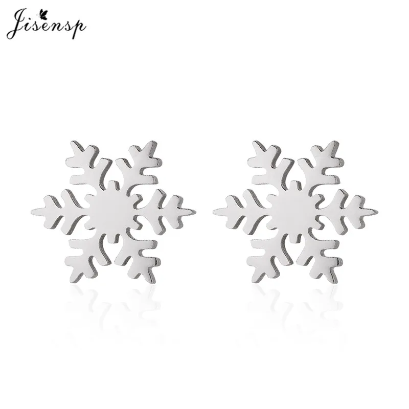 Stainless Steel Snowflake Stud Earring for Women Statement Jewelry Earrings Lover's Gift Brincos Drop Shipping